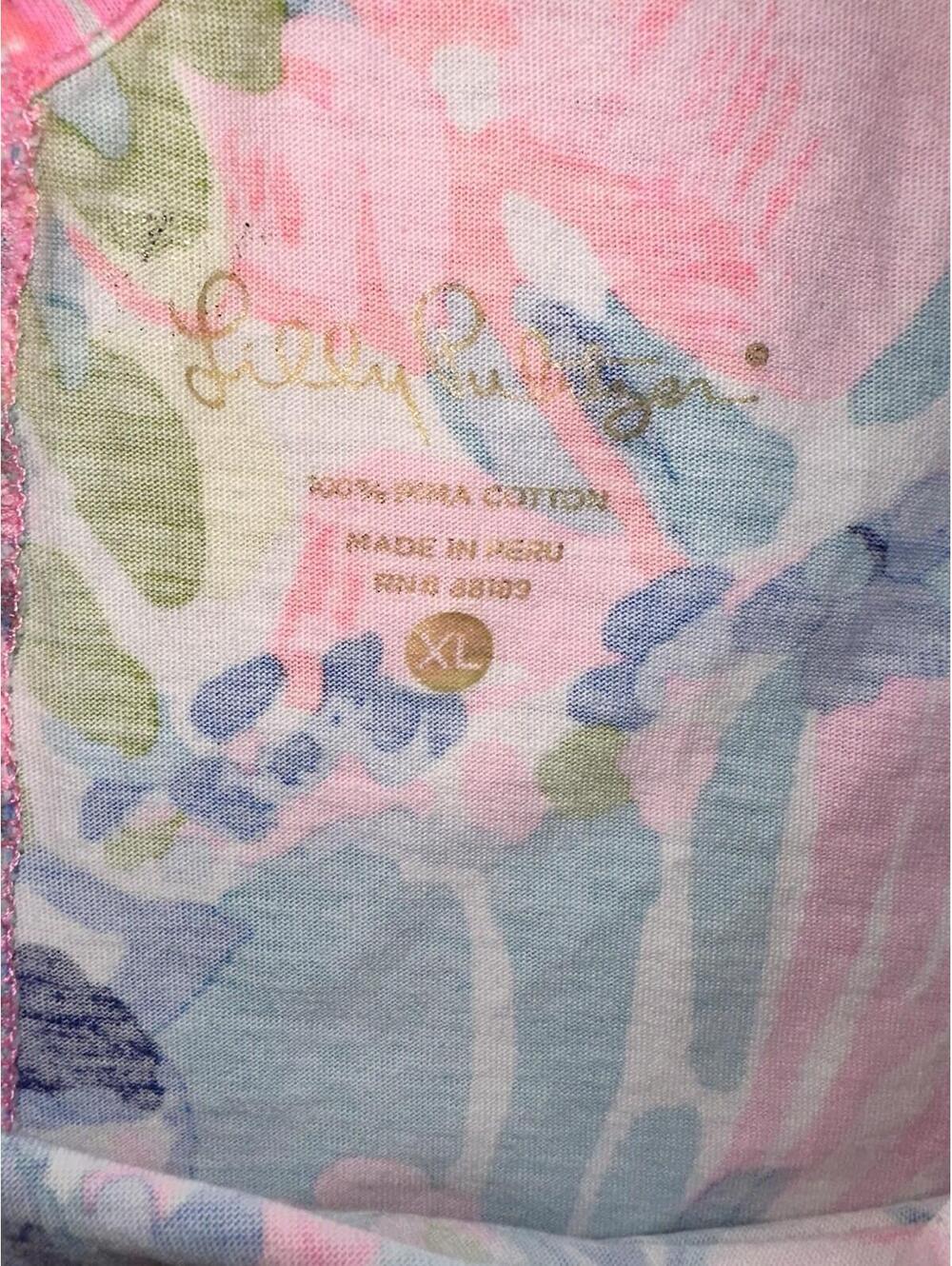 Lilly Pulitzer Kristen Dress in Gumbo Limbo A-Line Tunic Dress Pink Blue Sz XL - Picture 7 of 8